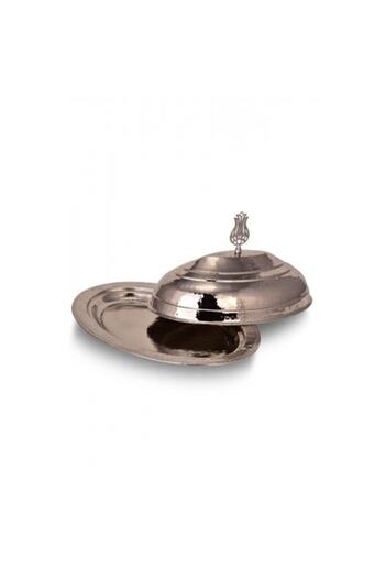 TURNA BAKIR Crane Copper Dynasty Classic Lid Kayak Presentation Plate 25 Cm Hand Forged Nickel Crane4410-2