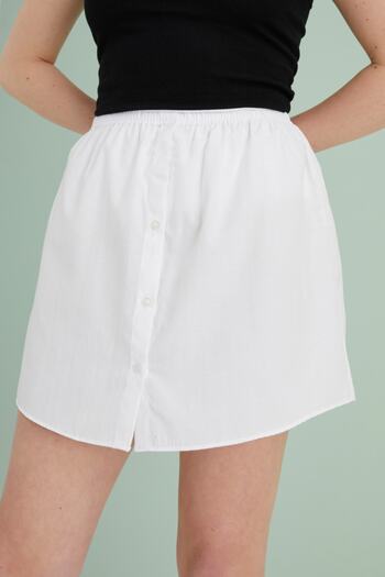 mirach Shirt Look Buttoned Skirt - White