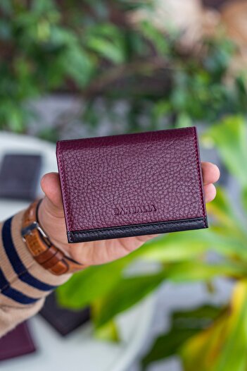 Garbalia Peněženka Paola z pravé kůže Claret Red Black Card Holder