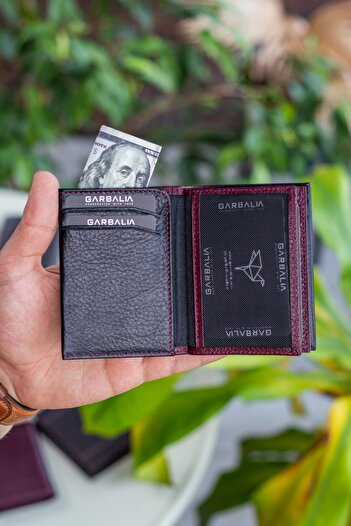 Garbalia Peněženka Paola z pravé kůže Claret Red Black Card Holder