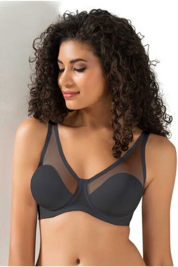 Le Jardin Women's Black Compressing Soft Tulle Cup Bra