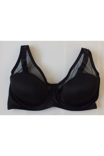 Le Jardin Women's Black Compressing Soft Tulle Cup Bra