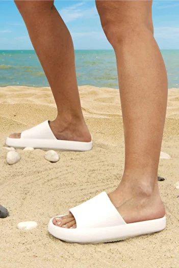 solariz Papuci albi pentru plajă, piscină, mare, zilnic