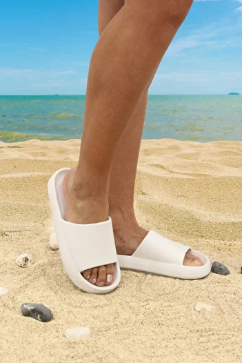 solariz Papuci albi pentru plajă, piscină, mare, zilnic