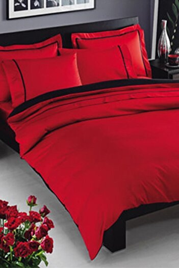 Taç Double Deluxe Satin Duvet Cover Set Prestige Red