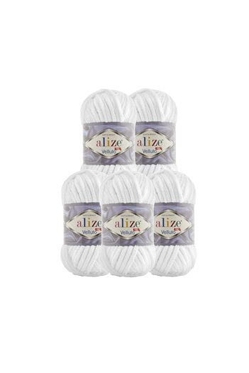 Alize Subebek 5 τεμάχια Velluto Velvet νήμα πλεξίματος στο χέρι Χρώμα:55 Λευκό
