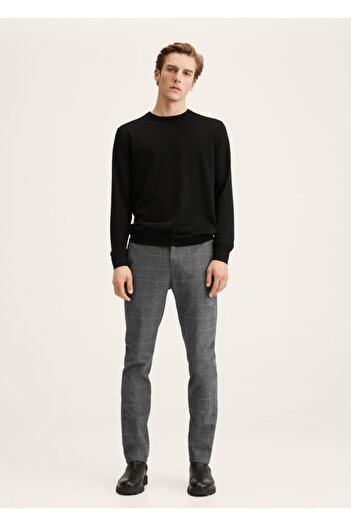 MANGO Man Slim Fit Checked Cotton Trousers