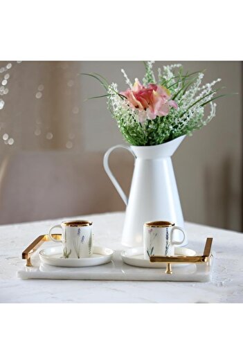 Akayev Marble White Gold L Design 30x20 Cm Tray