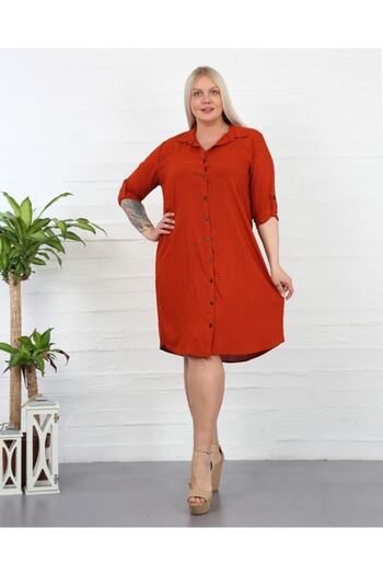 By Alba Collection Women's Cotton Viscose Polka Dot Pattern Large Size Tunic Tile