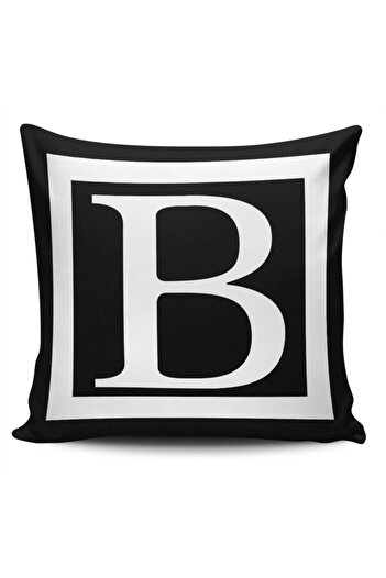 Alacastore Black and White Decorative Letter Pillow Throw Pillow Case Letter B
