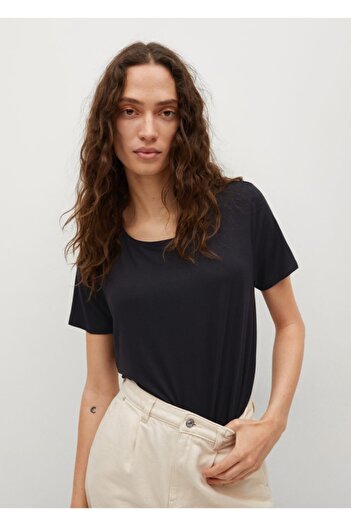 MANGO Woman Women's Black Casual T-Shirt