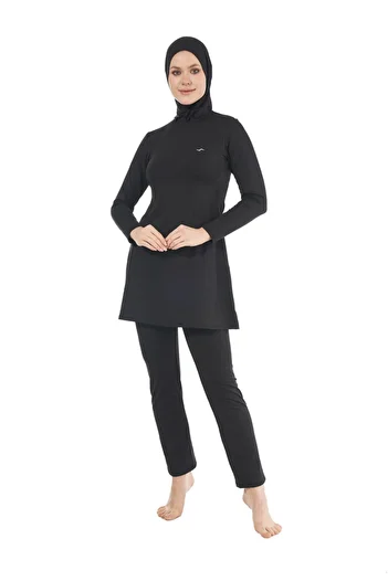 Estiva Women's Fully Covered Hijab Swimsuit - Black