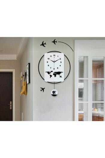 hdrlazerdizayn Modern World Map Pendulum Wall Clock