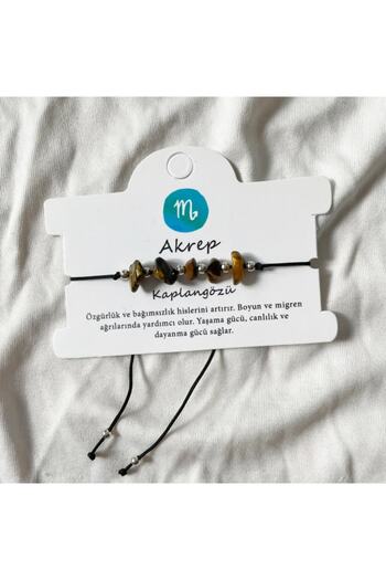 Planet Butik Broken Natural Stone Zodiac Bracelet / Anklet Scorpio Zodiac Sign Tiger Eye Stone