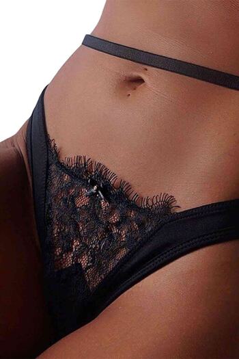 TİESSİ Women's Black Lace Detailed Underwear Set