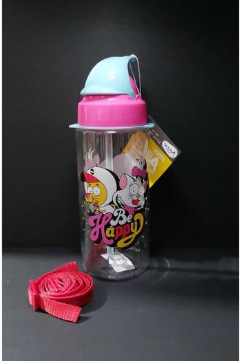 Gıpta Tritan Water Bottle with Straw and King Shakir Pattern 500 Cc Pink