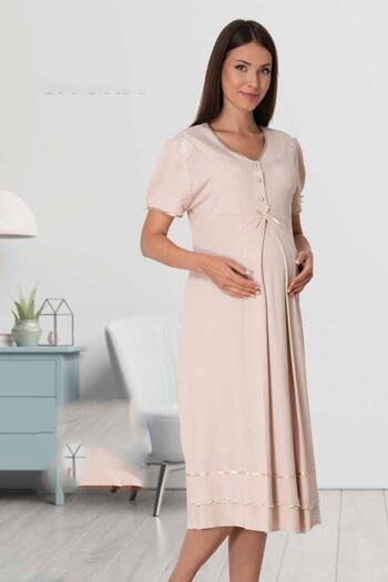 kaktüslohusa Mink Short Sleeve Maternity Nightgown - Lohusa 8023