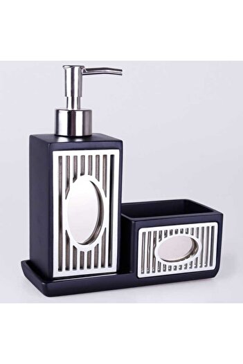Selim Glamour Black Silver Kitchen Liquid Soap Dispenser