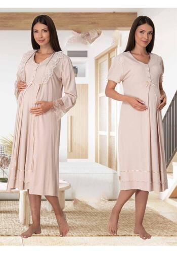 kaktüslohusa Effort Women's Maternity Maternity Nightgown and Dressing Gown Set 8025