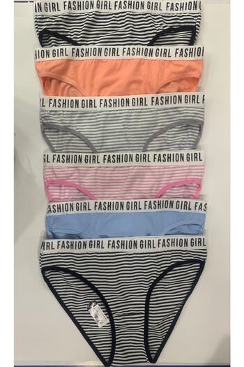 Tutku Pachet de 12 chiloți de bikini cu dungi în culori mixte pentru femei