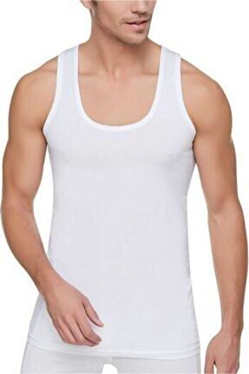 HARMAN TEKSTİL Men's Strappy Undershirt Cotton White Single Pack
