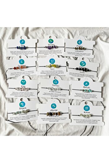 Planet Butik Natural Stone Broken Zodiac Bracelet - Anklet Gemini Zodiac Agate Stone
