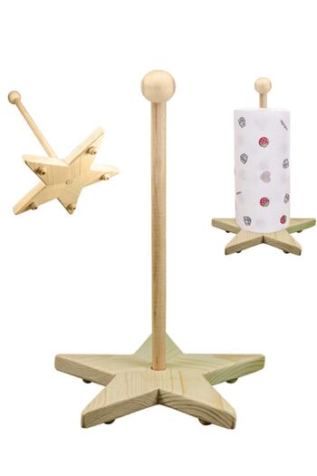 Kazanabil Wooden Starry Upright Roll Paper Towel Holder 30cm