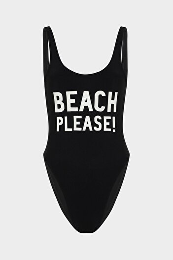 Açelya Okcu Beach Please!Slogan Push Up Swimsuit