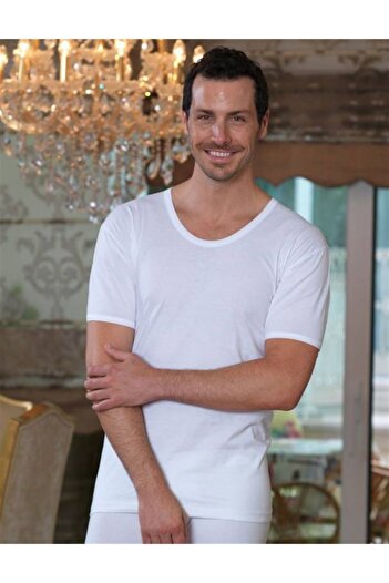 Şahinler White Crew Neck Short Sleeve Men's Undershirt 6 Pack Me001