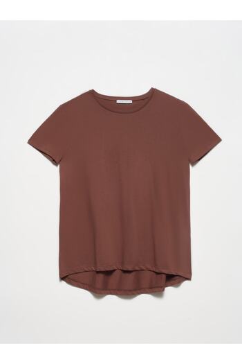 Dilvin 3471 Crew Neck Basic T-shirt-brown