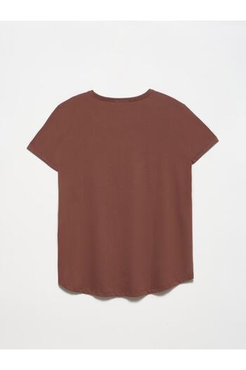 Dilvin 3471 Crew Neck Basic T-shirt-brown