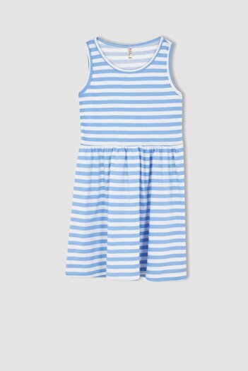 DeFacto Girl's Striped Sleeveless Cotton Dress