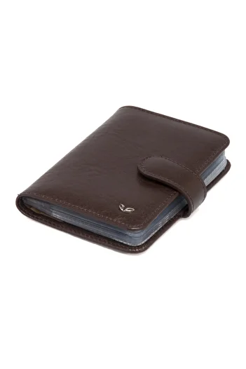 Tergan Brown Leather Unisex Card Holder 01210b07