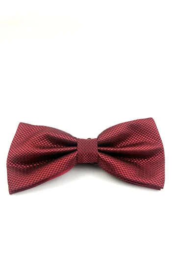 Ars Magic Box Burgundy Checked Men's Satin Fabric Honeycomb Textured Bow Tie