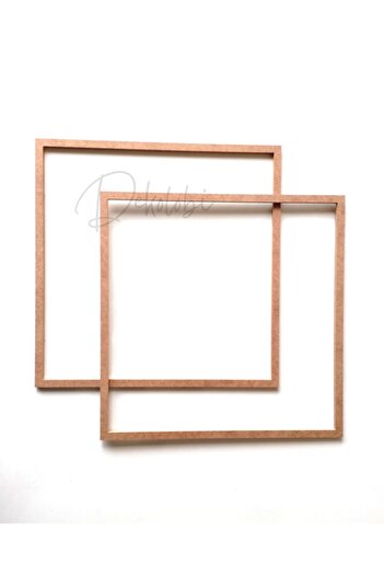 DEKOLOBİ Τετράγωνη τροχαλία MDF 2 τεμαχίων 33 cm / Μακραμέ Dream Catcher / Τροχαλία πολυελαίου