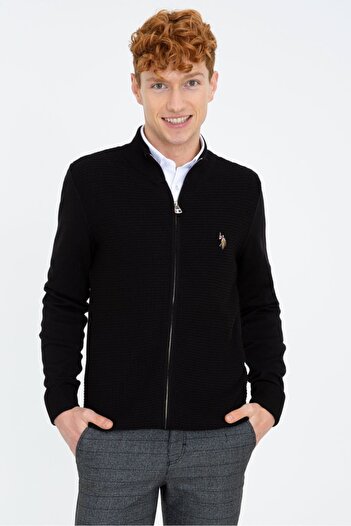 U.S. Polo Assn. Μαύρη ανδρική ζακέτα