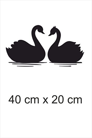 TRC TRAFİK Black Loverly Couple Swan DecorativeSticker- 40x20 Cm