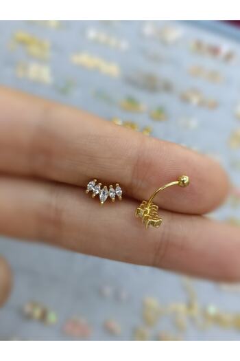 Arescollection Cerrahi Çelik Gold Renk Rook Kaş Kulak Memesi Uyumlu Piercing