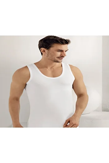 Şahinler Men's 6 Pack White Color 100% Cotton Combed Cotton Undershirt Me002