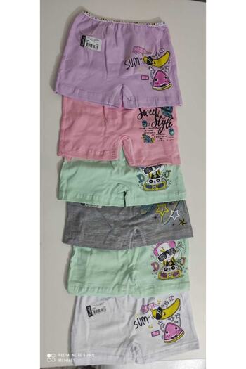 Tutku Girl's Printed 6-Piece Shorts Colorful Boxer