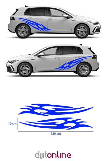 Dijitonline 2 bucăți autocolant pentru bandă laterală - autocolant pentru mașină - autocolant auto - 120x19 cm