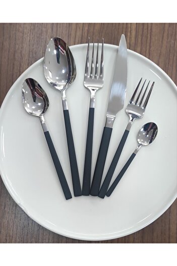 Wessenburg Berlin 36 Piece Black Steel Fork Spoon Knife Set