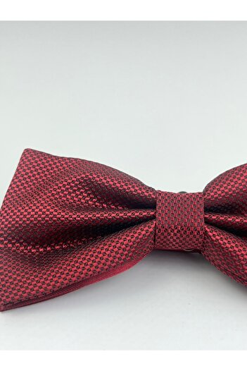 Ars Magic Box Burgundy Checked Men's Satin Fabric Honeycomb Textured Bow Tie