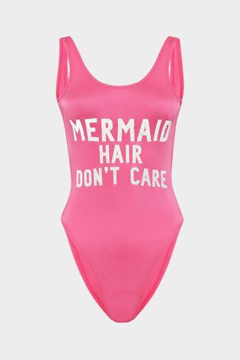 Açelya Okcu Mermaid Hair Dont Care Slogan Push Up Swimsuit