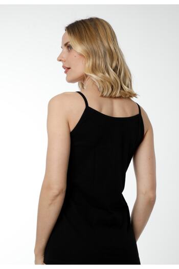 Hmd 2005 Black 100% Cotton Comfortable Texture Thin Rope Strap Ribbed Women's Athlete