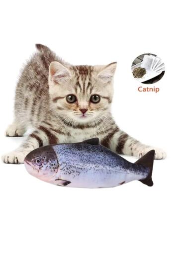 TİNEKE Plush Cat Toy Fish Cat Mint with Herb and Rattle 1 Piece Salmon