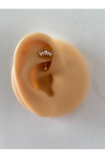 Arescollection Cerrahi Çelik Gold Renk Rook Kaş Kulak Memesi Uyumlu Piercing