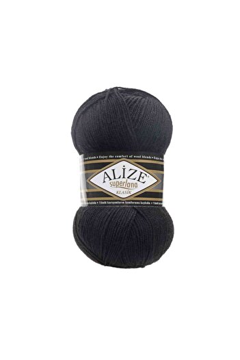 Alize Superlana Classic 5-Piece Hand Knitting Thread 60 Black