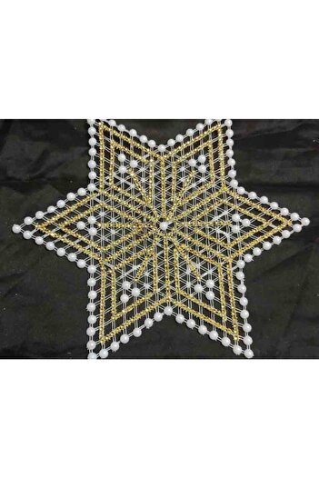 ART HEDİYE 6 Pieces Beaded Star Napkin Lace Pulley - Tsrm10-6