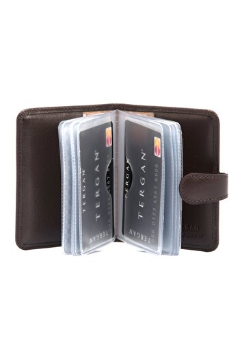 Tergan Brown Leather Unisex Card Holder 01210b07